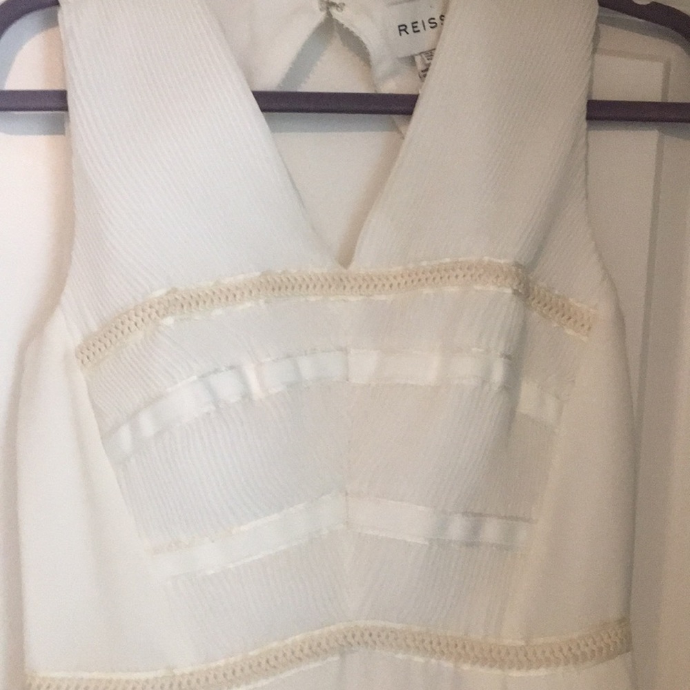 Elodie Pleated Creme Reiss dress - Picture 6 of 8